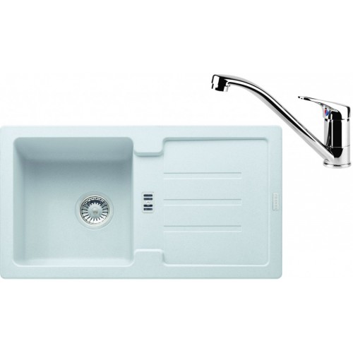 Franke SET G81 Zlewozmywak granitowy STG 614-78 biały + bateria FC 1839 chrom 114.0365.735