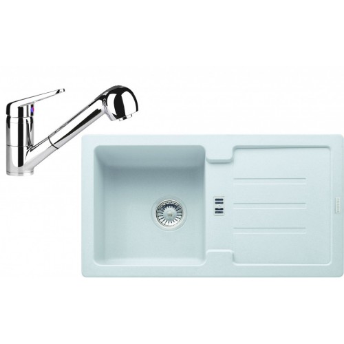 Franke SET G82 Zlewozmywak granitowy STG 614-78 biały + bateria FC 9547, 114.0365.744