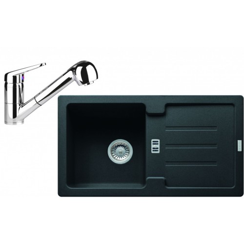 Franke SET G82 Zlewozmywak granitowy STG 614-78 onyx + bateria FC 9547, 114.0365.745