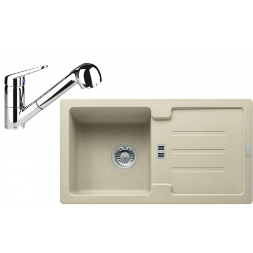 Franke SET G82 Zlewozmywak granitowy STG 614-78 beżowy + bateria FC 9547, 114.0365.746