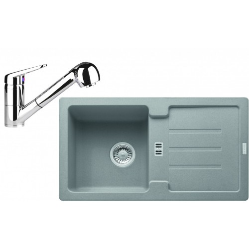 Franke SET G82 Zlewozmywak granitowy STG 614-78 kamienny szary + bateria FC 9547, 114.0365