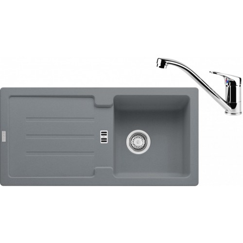 Franke SET G84 Zlew granitowy STG 614 kamienny szary+ baterie FC 1839 chrom 114.0365.812