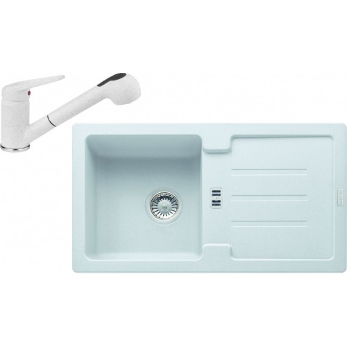 Franke SET G90 Zlew granitowy STG 614-78 biały + bateria FC 9547 biała 114.0366.010