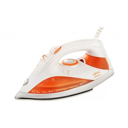 GALLET FAR 287 Amber Żelazko parowe 2200W ze stopą ceramiczną, biały/pomarańczowy GALFAR28