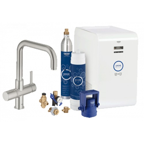 GROHE Blue® Chilled and Sparkling Zestaw baterii stal, filtra I jednostki chłodzącej 31324 GROHE Blue® Chilled and Sparkling Zestaw baterii stal, filtra I jednostki chłodzącej 31324