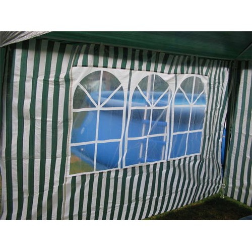 HAPPY GREEN Ściana namiotu ogrodowego z oknem 2,95x1,9m, biało zielone paski 50ZJ10292W