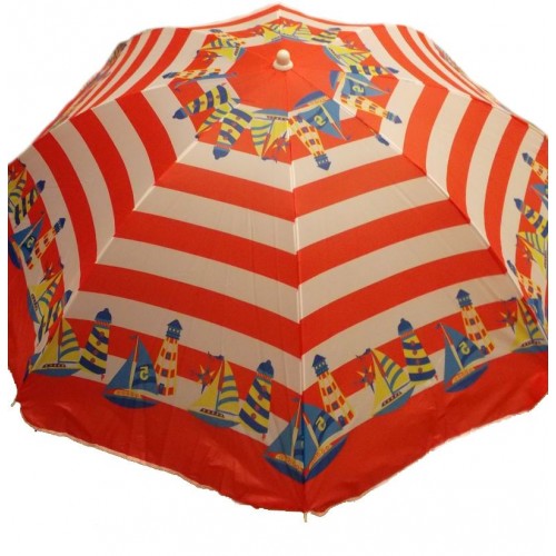 HAPPY GREEN Parasol z przegubem 180 cm czerwony z żaglówkami 50ZJ16081TILT/ma