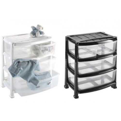 HEIDRUN Regał z trzema szerokimi szufladami, 0,5 x 55 x 40 cm, przeźroczysty czarna 1525