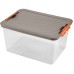 HEIDRUN Pojemnik z pokrywą CLIP Rattan, 52x36,5x26 cm, 38 l, przezroczysty/brązowy, 4605