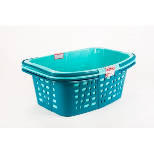 HEIDRUN Zestaw 2 koszów na pranie z uchwytami 2 x 26L niebieski 347/LHT HEIDRUN Zestaw 2 koszów na pranie z uchwytami 2 x 26L niebieski 347/LHT