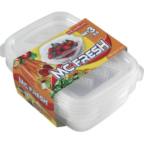 HEIDRUN Pojemnik na żywność McFresh 3 szt. 17,5 x 17,0 x 6,0 cm, 0,9 l, przeżroczysty 1808 HEIDRUN Pojemnik na żywność McFresh 3 szt. 17,5 x 17,0 x 6,0 cm, 0,9 l, przeżroczysty 1808