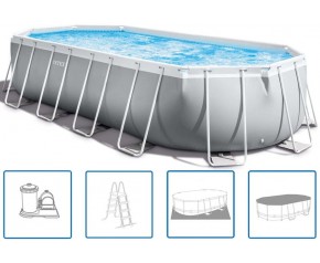 INTEX Prism Frame Oval Premium Pools Basen Set 610 x 305 x 122 cm pompa kartuszowa 26798NP