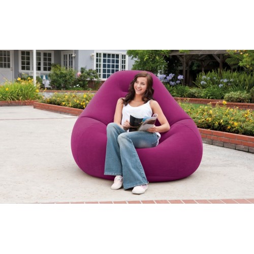 INTEX Dmuchany fotel welurowy 122 cm x 127 cm x 81 cm purpurowy 68584NP