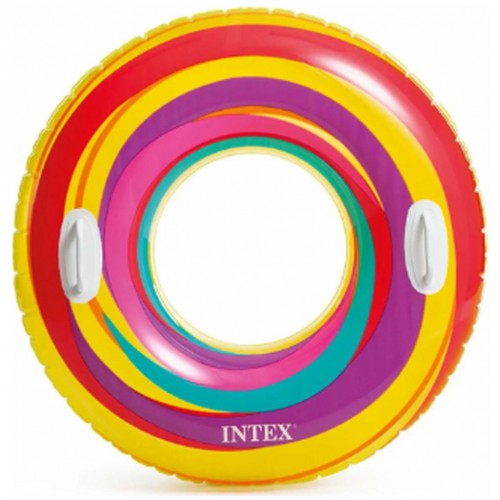 INTEX Koło dmuchane do pływania z uchwytem o średnicy 91 cm, żółty 59256NP
