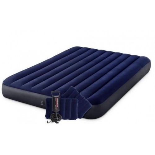 INTEX CLASSIC DOWNY AIRBED QUEEN Materac nadmuchiwany 152 x 203 cm z pompk i 2 poduszkami