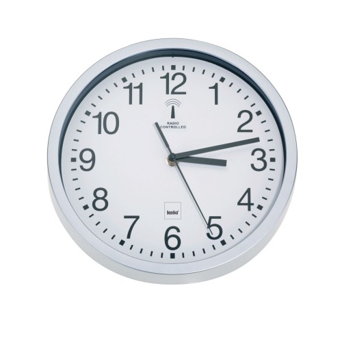 KELA Zegar ścienny BILBAO 25 cm biały sterowany radiem KL-11258