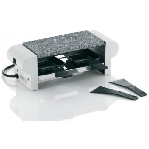 KELA Grill elektryczny aluminiowy MALOJA biały 29,5x10,5x10 cm, 2 patelnie i szpatułki KL-