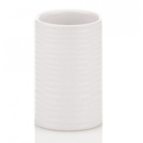 KELA Kubek łazienkowy GROOVE biała ceramika KL-20799