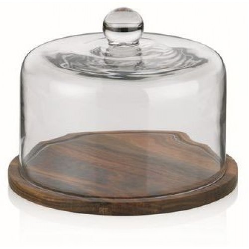 KELA Okrągła deska / pojemnik do sera ze szklaną pokrywką KAILA, 25 cm KL-11780