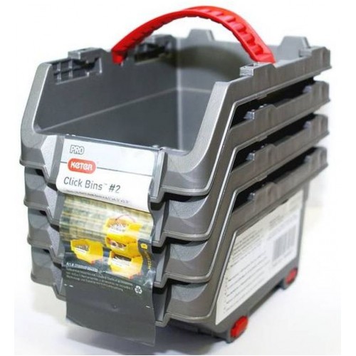 KETER CLICK BIN S zestaw 4x0,45L organizerów 15,5x11x8,5cm szary 17197117 KETER CLICK BIN S zestaw 4x0,45L organizerów 15,5x11x8,5cm szary 17197117