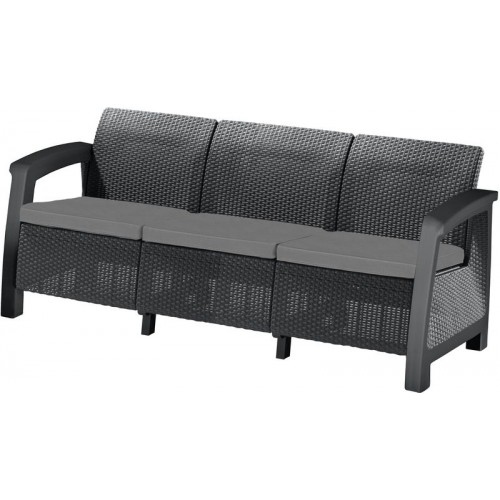 KETER BAHAMAS LOVE SEAT MAX Sofa, 182 x 70 x 79cm, rattan, grafit/ zimny szary 17205920