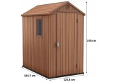 KETER DARWIN 4 x 6 Domek ogrodowy, 125,8 x 184,5 x 205 cm, brązowy 17209417