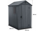 KETER DARWIN 4 x 6 Domek ogrodowy, 125,8 x 184,5 x 205 cm, szary 17209417