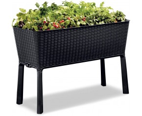 KETER EASY GROW 120L Donica ogrodowa, rattan antracyt 17194592