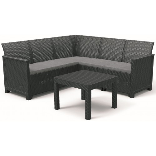 KETER ELODIE CORNER 5 SEATER Zestaw mebli ogrodowych, grafit/jasny szary 17210755