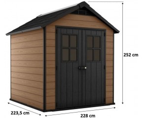 KETER NEWTON 757 Domek ogrodowy, 228 x 223,5 x 252 cm, mahoń 17208503
