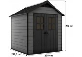 KETER NEWTON 757 Domek ogrodowy, 228 x 223,5 x 252 cm, szary 17208503