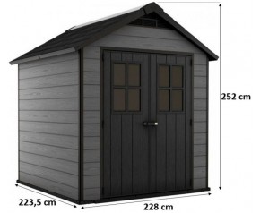 KETER NEWTON 757 Domek ogrodowy, 228 x 223,5 x 252 cm, szary 17208503