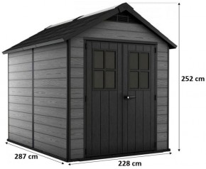 KETER NEWTON 759 Domek ogrodowy, 228 x 287 x 252 cm, szary 17208504