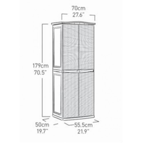 PRZECENA!!!KETER RATTAN STYLE TALL SHED Regał ogrodowy,70x50x179 cm, antracytowy 17190092