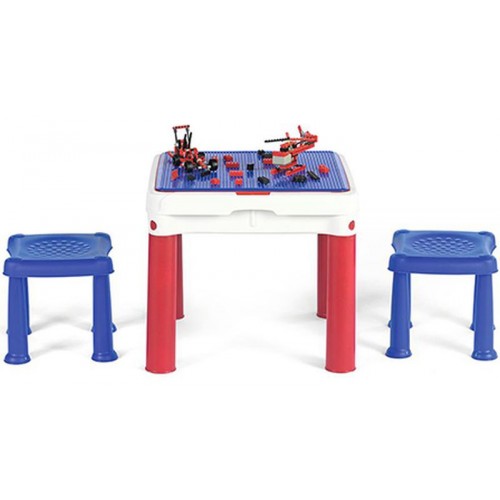 KETER CONSTRUC TABLE Stolik edukacyjny na klocki Lego, niebieski/czerwony/biały 17201603