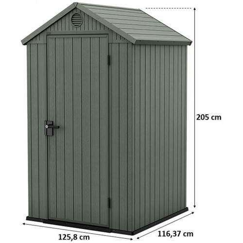 KETER DARWIN 4 x 4 Domek ogrodowy, 125,8 x 116,37 x 205 cm, zielony 17212741