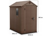 KETER DARWIN 4 x 6 Domek ogrodowy, 125,8 x 184,5 x 205 cm, brązowy 17209417