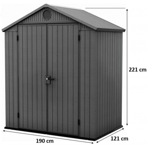 KETER DARWIN 6 x 4 Domek ogrodowy, 190 x 121 x 221 cm, szary 17210351