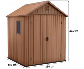 KETER DARWIN 6 x 6 Domek ogrodowy, 190 x 182 x 221 cm, brązowy 17210353