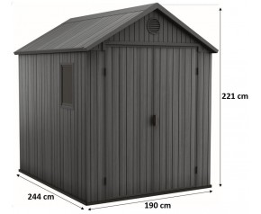 KETER DARWIN 6 x 8 Domek ogrodowy, 190 x 244 x 221 cm, szary 17210355