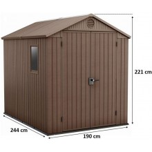 KETER DARWIN 6 x 8 Domek ogrodowy, 190 x 244 x 221 cm, brązowy 17210355