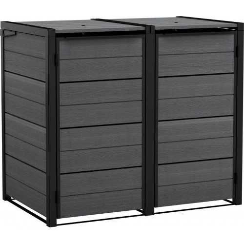 KETER HIDE AWAY 2x240L Obudowa na kosze na śmieci, 138,1 x 84,3 x 121,2 cm, szary 17213790