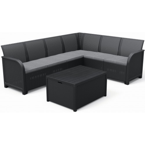 KETER ROSALIE 6 SEATER Zestaw mebli ogrodowych, grafit/jasny szary 17210762