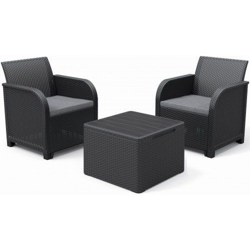 KETER ROSALIE Zestaw balkonowy, grafit/jasny szary 17212107 KETER ROSALIE Zestaw balkonowy, grafit/jasny szary 17212107