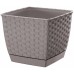 Prosperplast RATOLLA SQUARE Doniczka z podstawką 22cm, 6l, mocca DRLK220