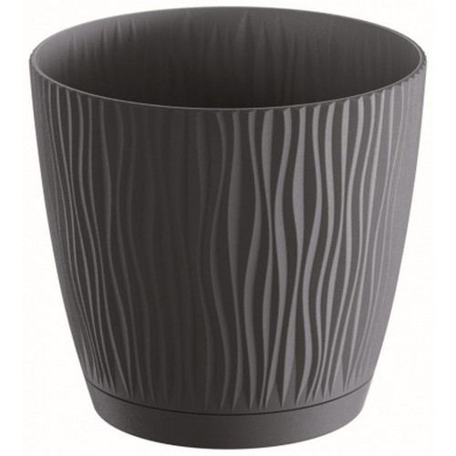 PROSPERPLAST SANDY P doniczka z podstawką 10,8 cm, antracyt DSY110P PROSPERPLAST SANDY P doniczka z podstawką 10,8 cm, antracyt DSY110P