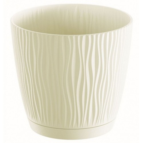 PROSPERPLAST SANDY P doniczka z podstawką 14,9 cm, kremowa DSY150P PROSPERPLAST SANDY P doniczka z podstawką 14,9 cm, kremowa DSY150P