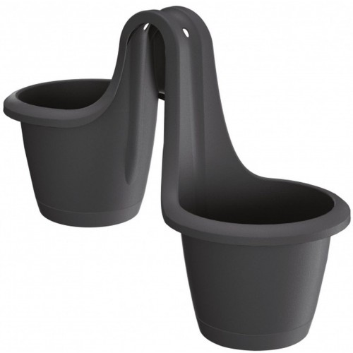 Prosperplast RESPANA TWINS Doniczka na barierkę 46,3 cm, antracyt DRED200