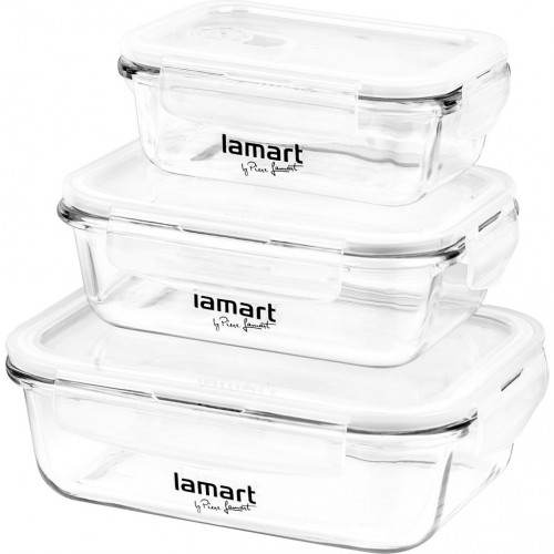 LAMART 3 szklane pojemniki hermetyczne LT6011