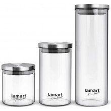 LAMART LT6025 zestaw 3 szklanych pojemników do przechowywania 42003320